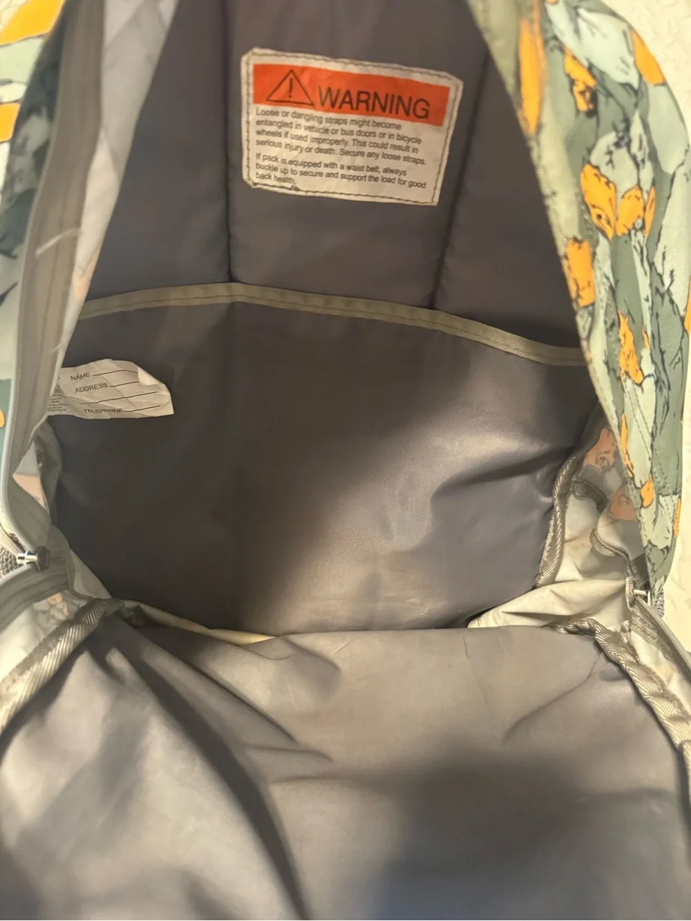 L.L. Bean Green & Orange Patterned Backpack